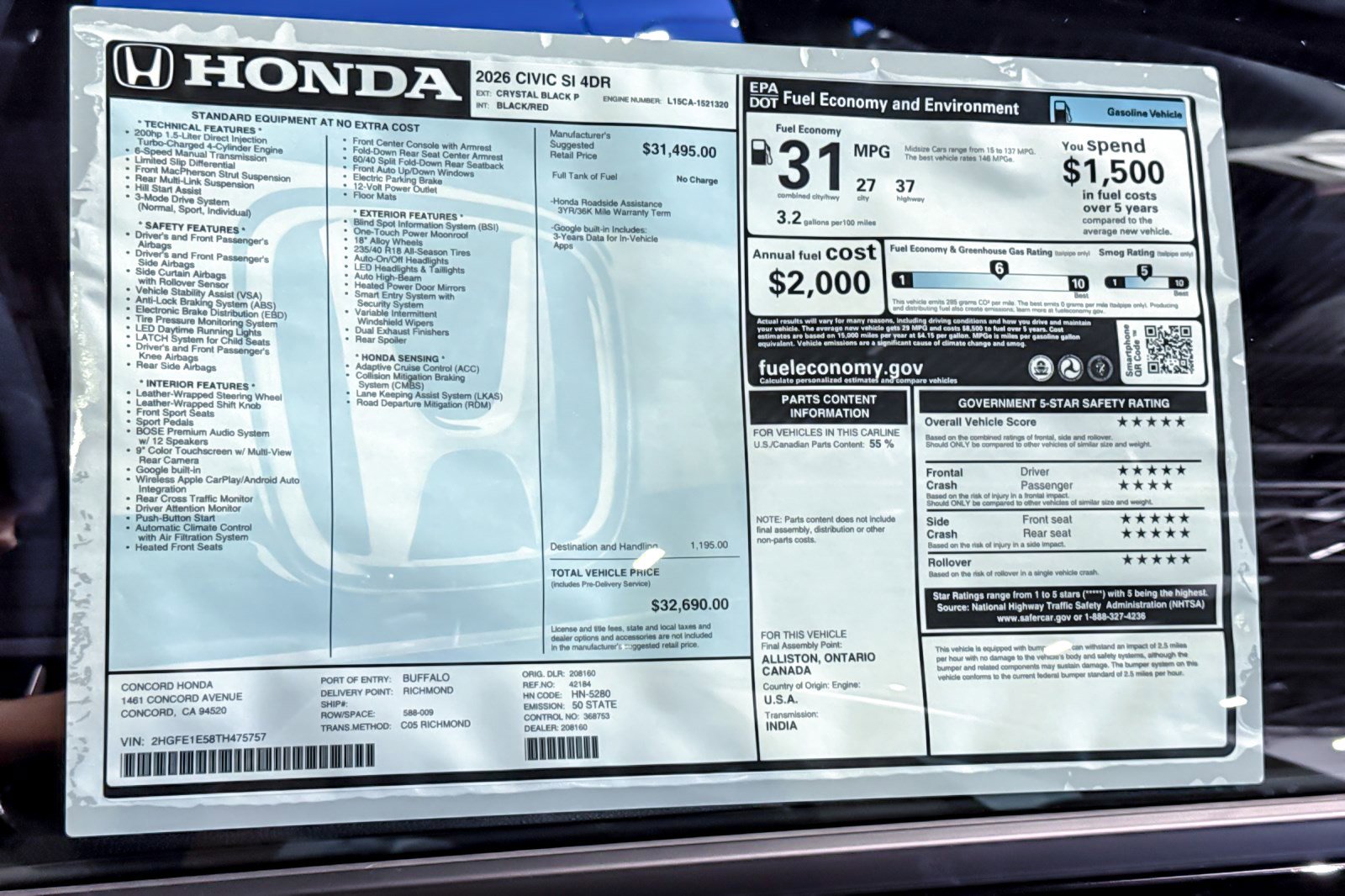 New 2026 Honda Civic Si image 33