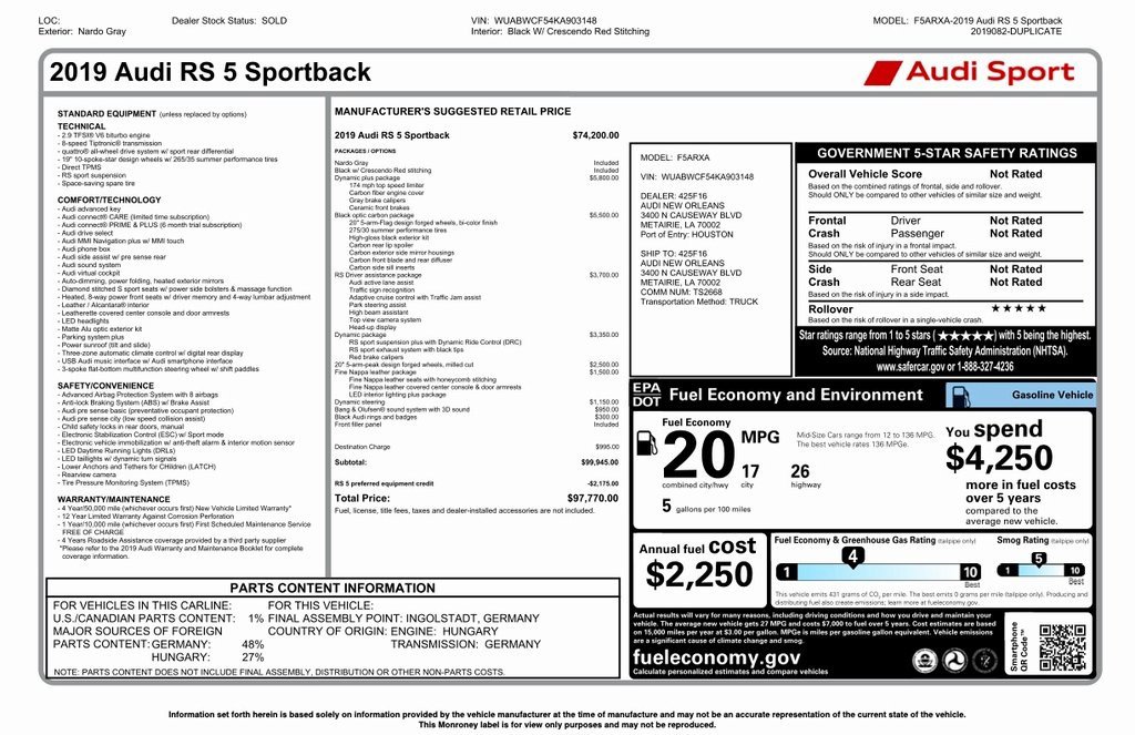 Used 2019 Audi RS 5 Sportback image 2