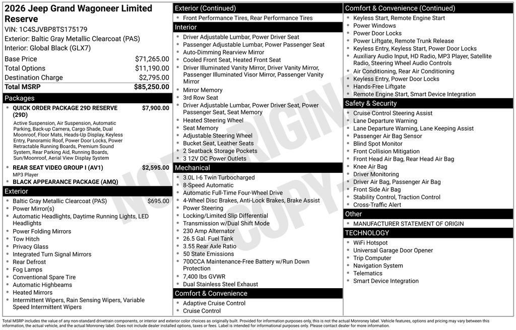 New 2026 Jeep Grand Wagoneer Limited AWD/4WD image 35