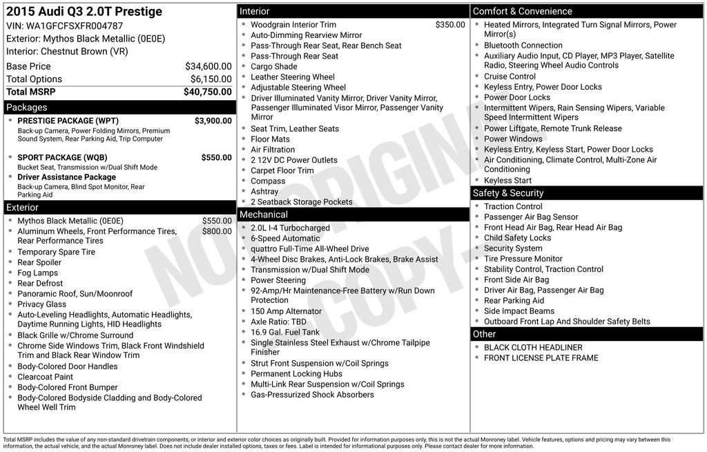 Used 2015 Audi Q3 2.0T Prestige w/ Prestige Package