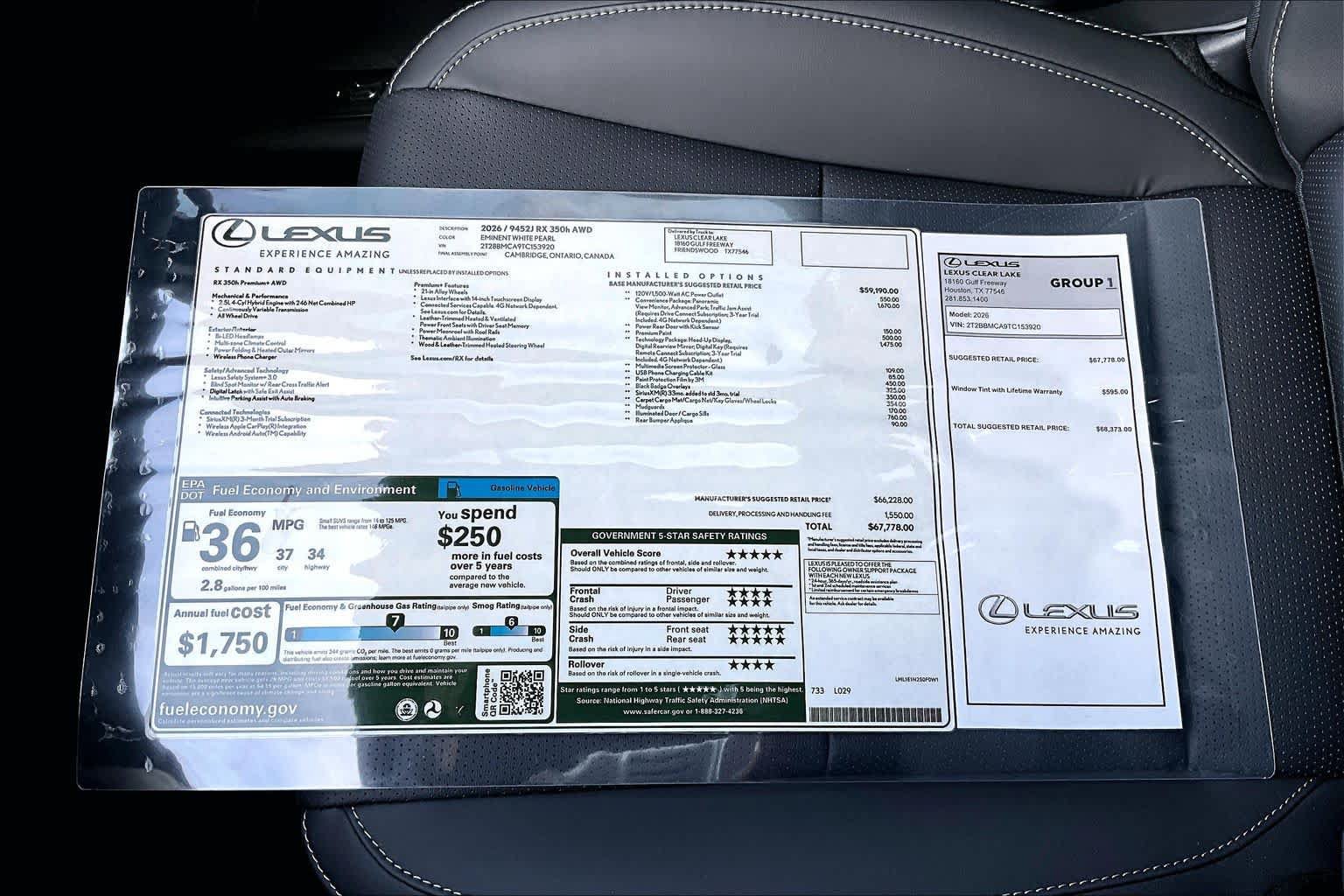 New 2026 Lexus RX 350 w/ Convenience Package AWD/4WD image 21