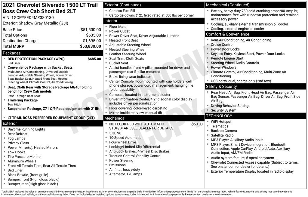 Certified 2021 Chevrolet Silverado 1500 LT Trail Boss w/ Bed Protection Package AWD/4WD image 41