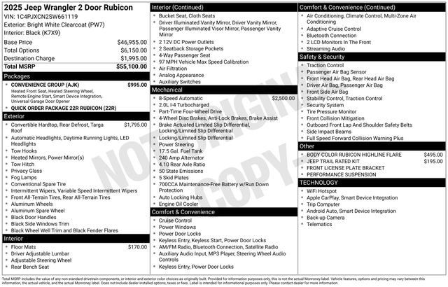 New 2025 Jeep Wrangler Rubicon w/ Convenience Group AWD/4WD image 31