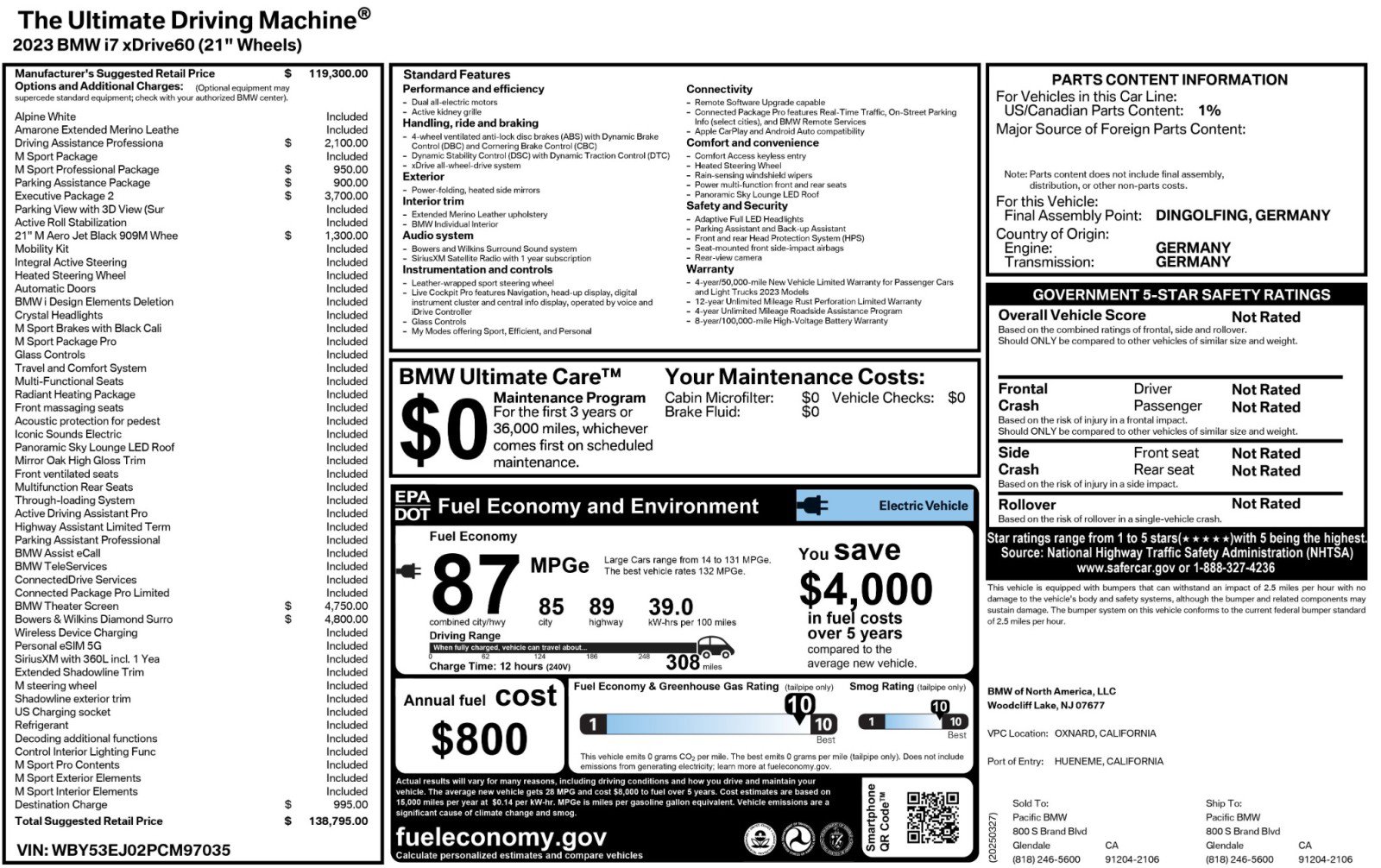 Used 2023 BMW i7 xDrive60 w/ Executive Package 2 image 59