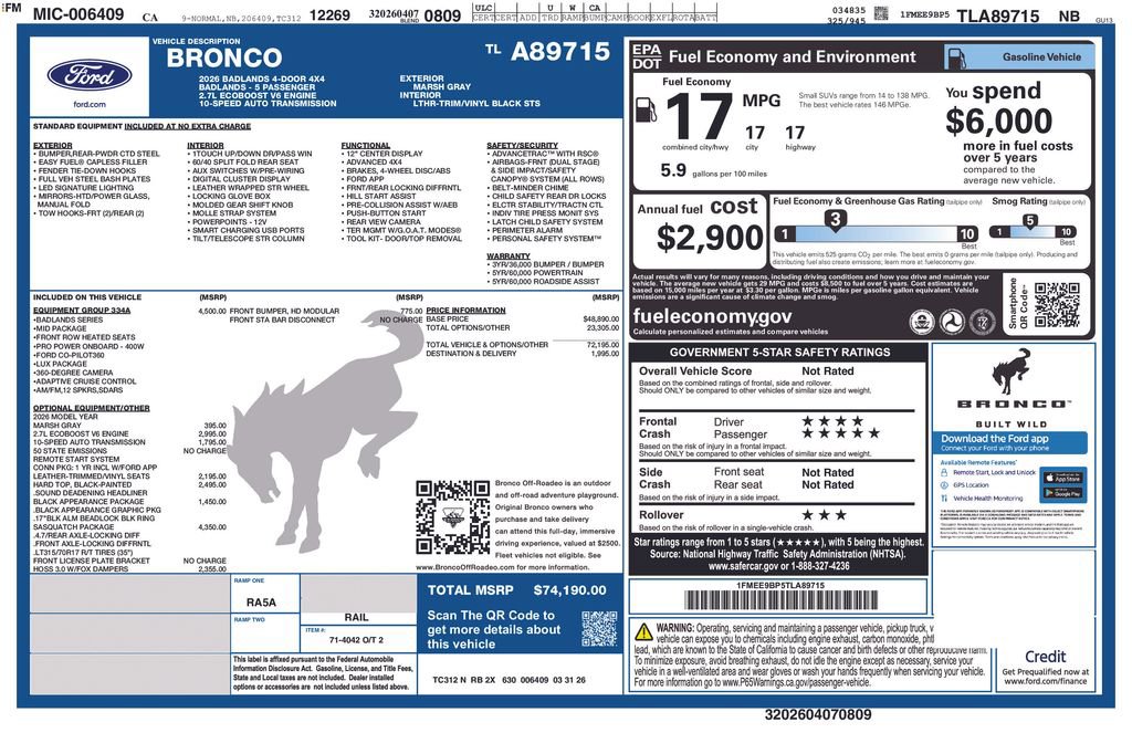 New 2026 Ford Bronco Badlands AWD/4WD image 2