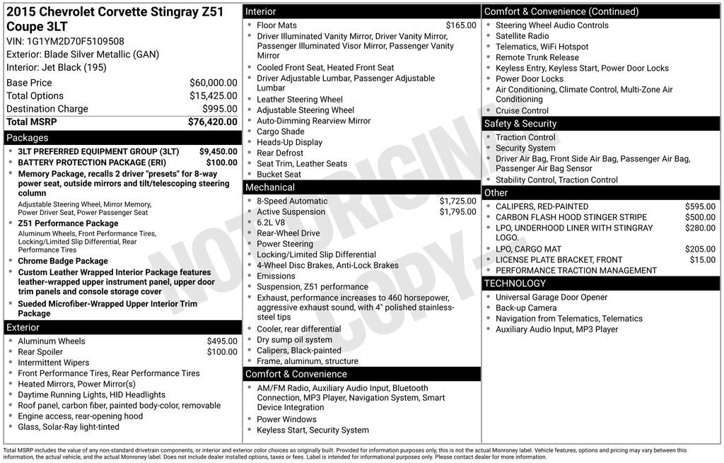 Used 2015 Chevrolet Corvette Stingray Coupe w/ 3LT Preferred Equipment Group image 39