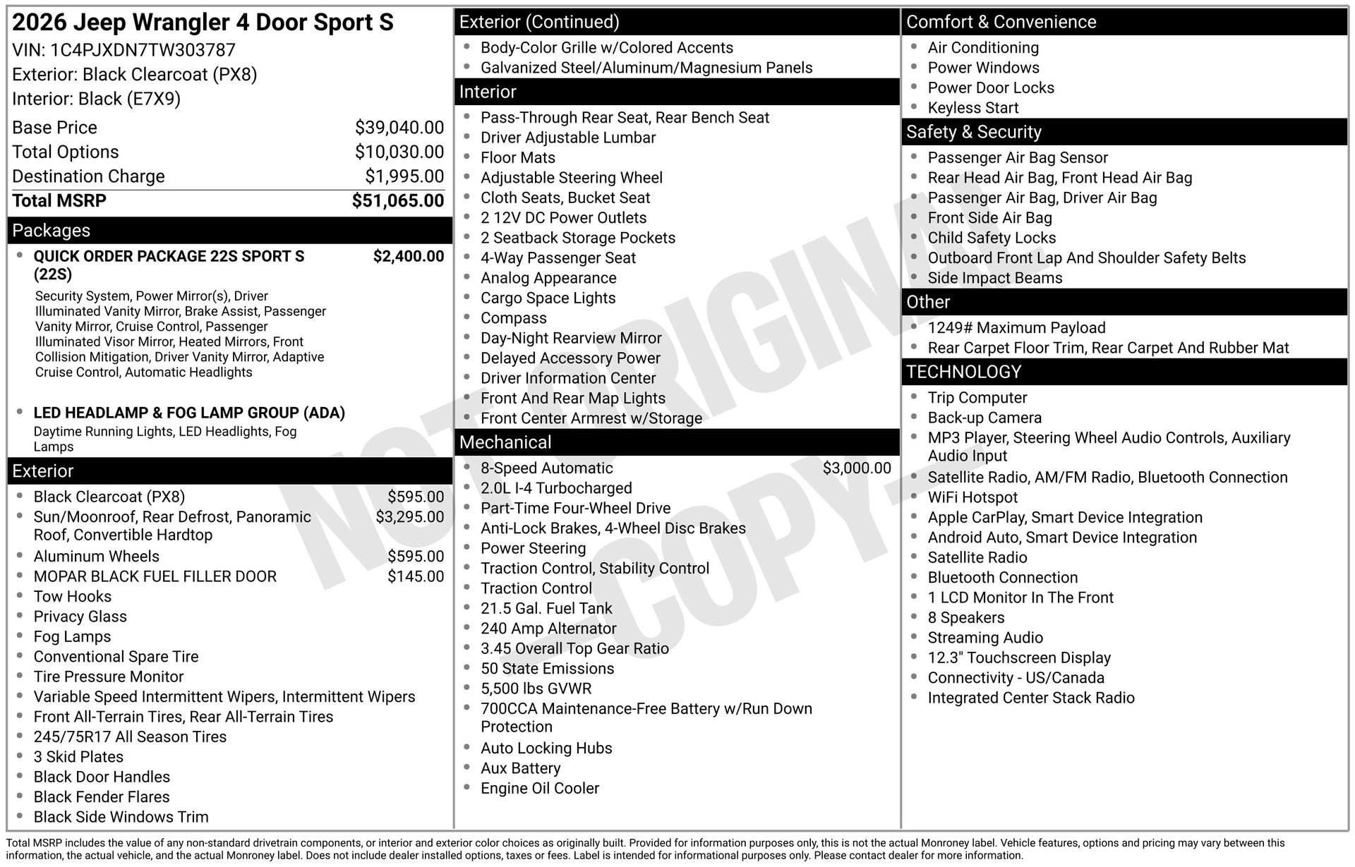 New 2026 Jeep Wrangler Unlimited Sport AWD/4WD image 28