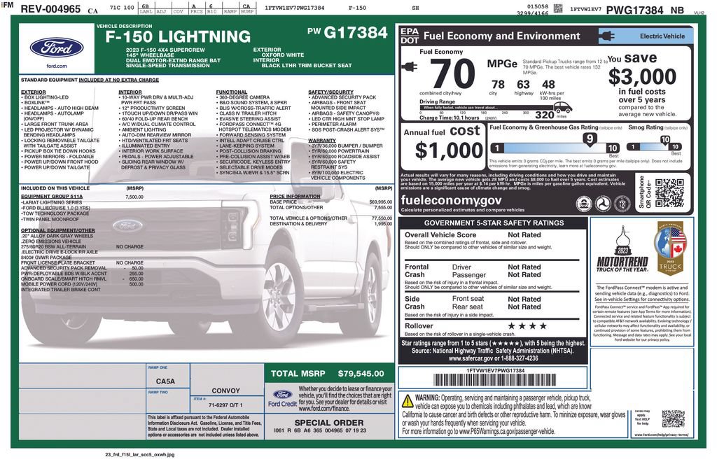 Used 2023 Ford F150 Lightning Lariat w/ Equipment Group 511A High AWD/4WD image 6