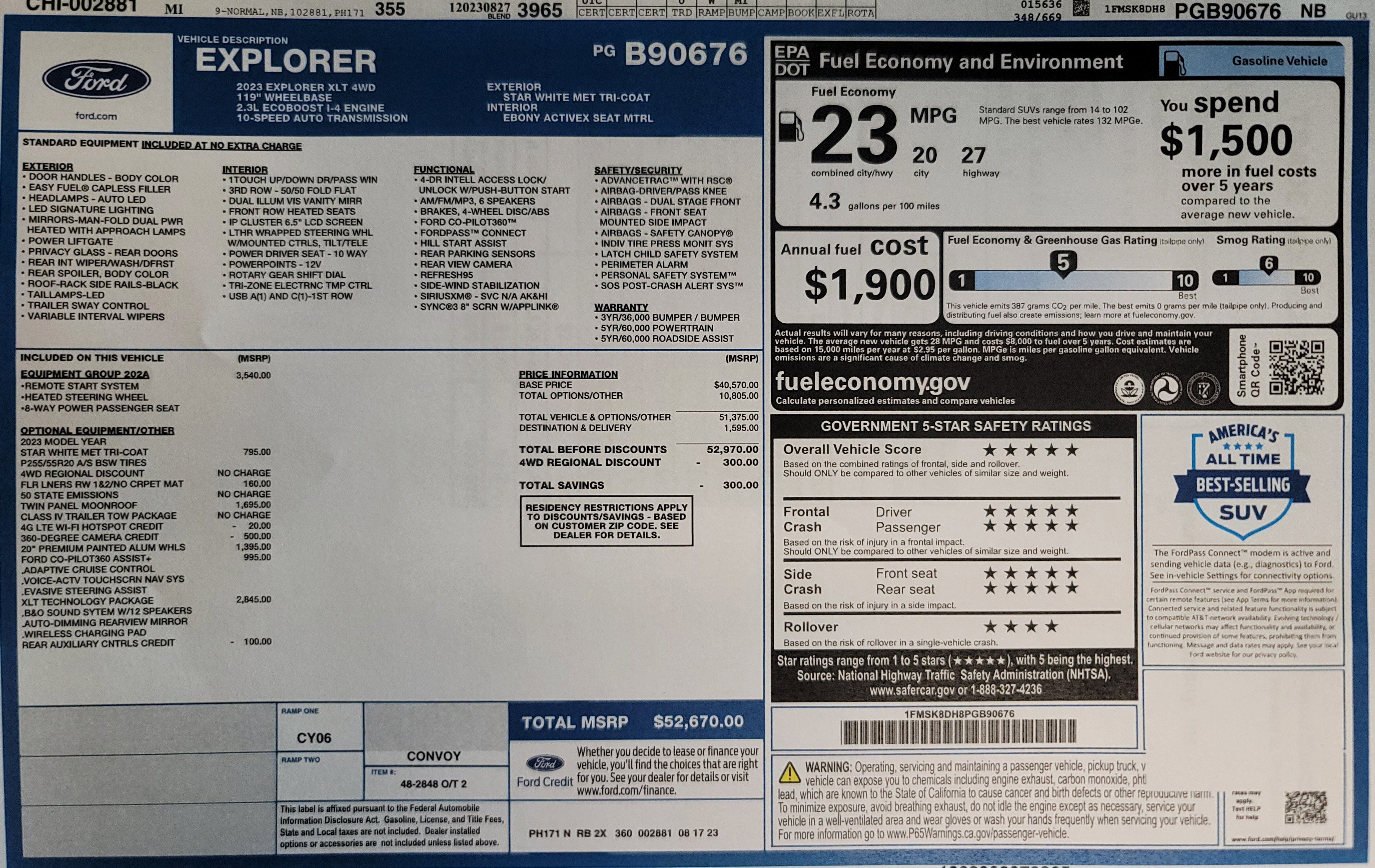 Used 2023 Ford Explorer XLT w/ Equipment Group 202A image 2