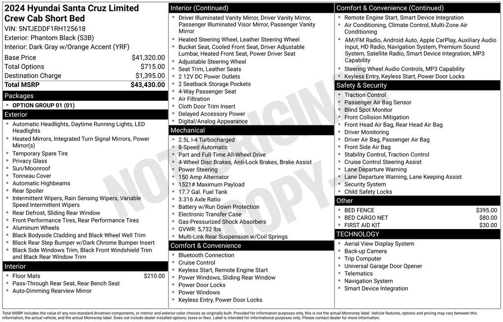 Certified 2024 Hyundai Santa Cruz Limited AWD/4WD image 37