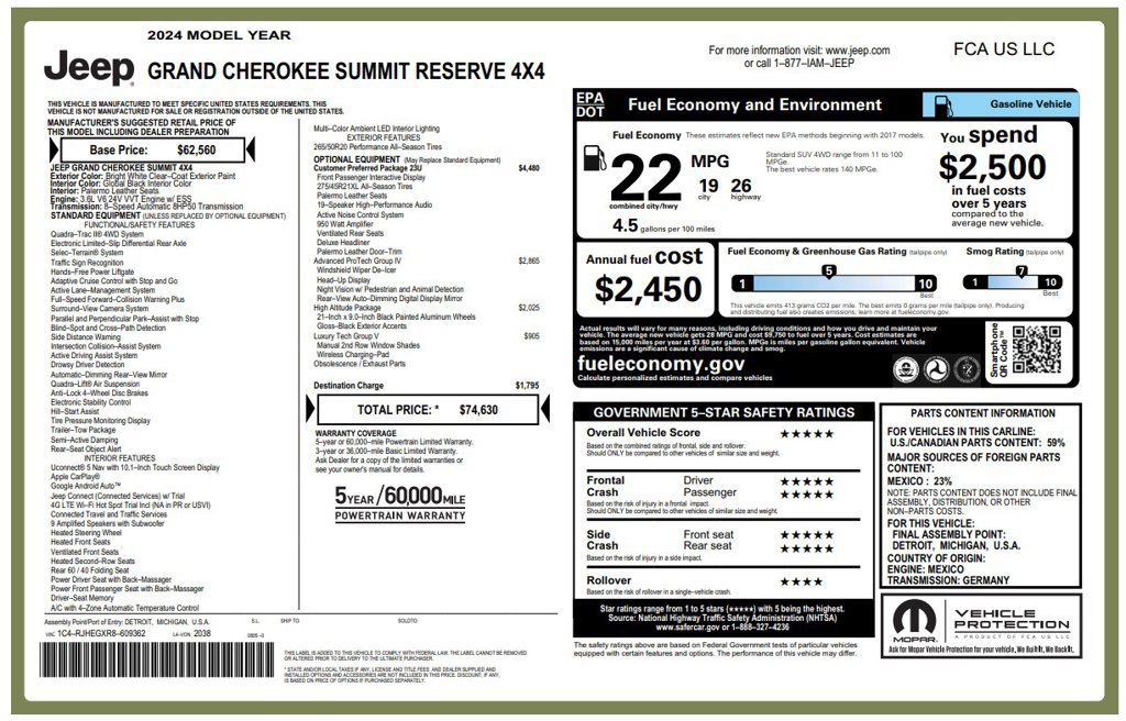 Used 2024 Jeep Grand Cherokee Summit AWD/4WD image 3