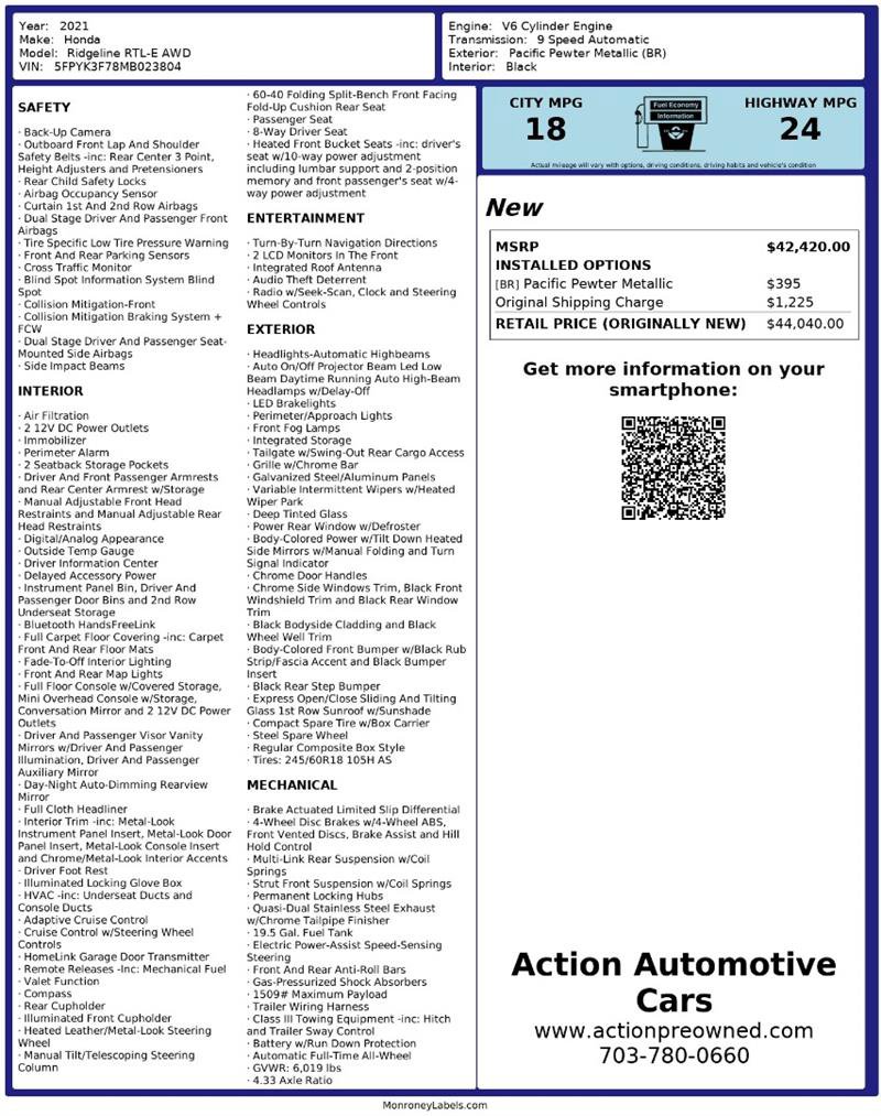 Used 2021 Honda Ridgeline RTL-E image 2