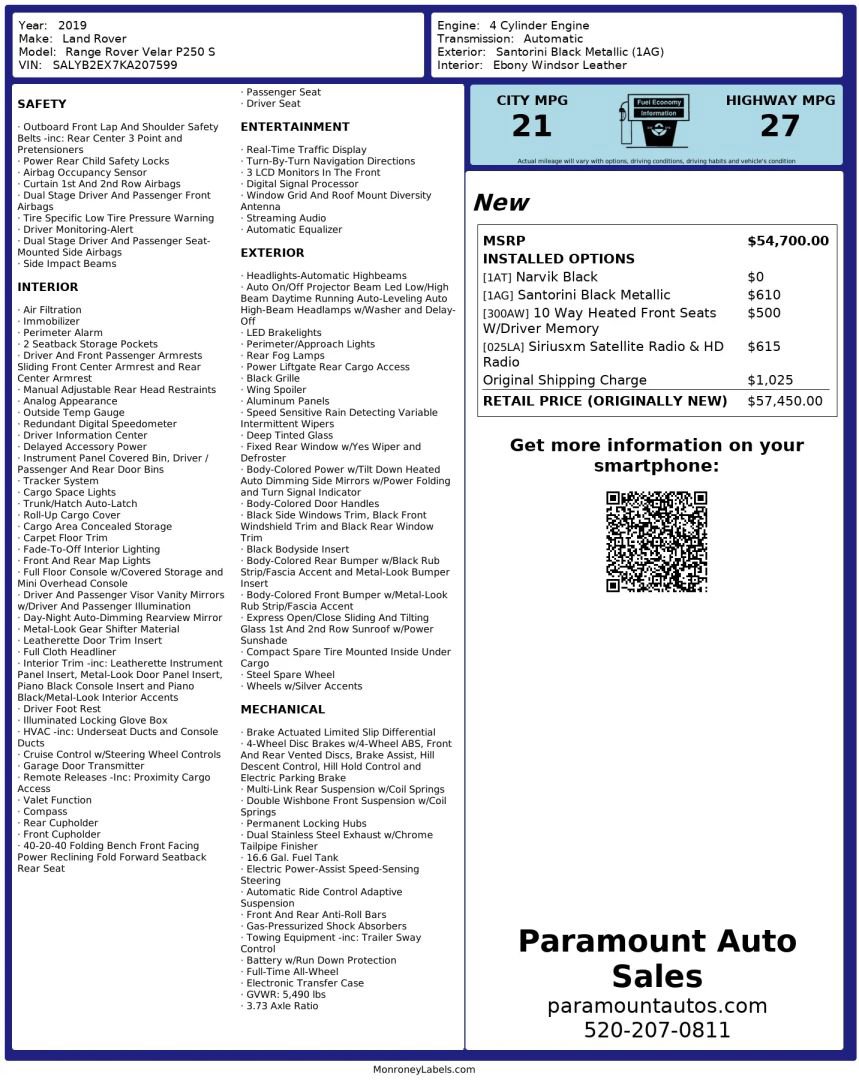 Used 2019 Land Rover Range Rover Velar S image 2