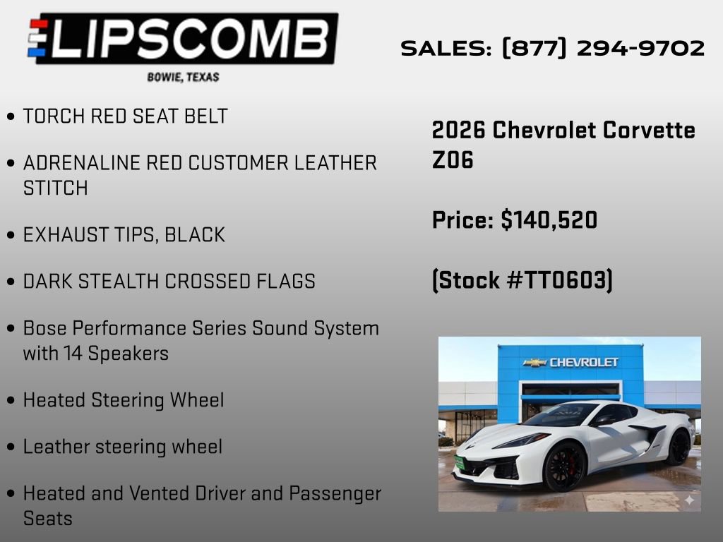 New 2026 Chevrolet Corvette Z06 w/ Stealth Interior Trim Package RWD image 12