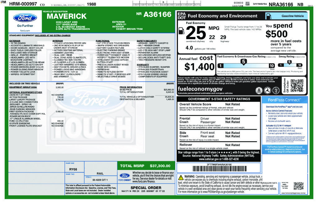 Used 2022 Ford Maverick Lariat w/ Lariat Luxury Package AWD/4WD image 34