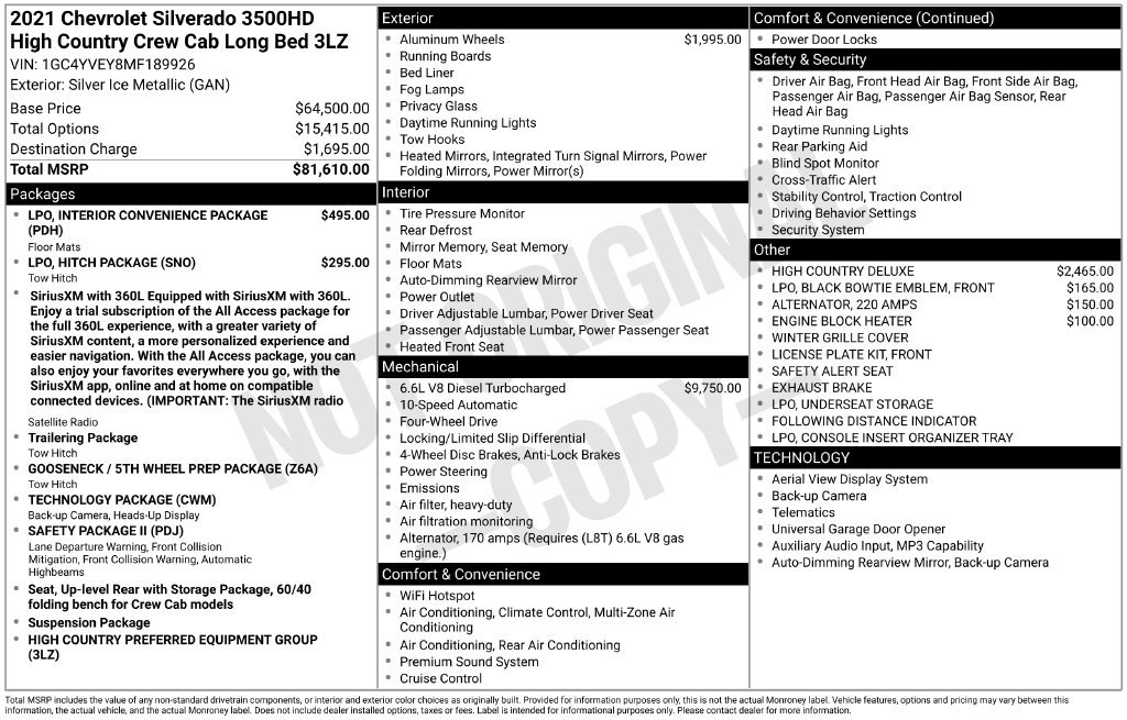 Used 2021 Chevrolet Silverado 3500 High Country AWD/4WD image 22
