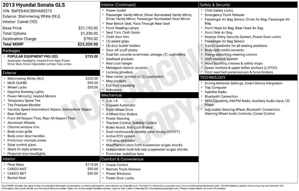 Used 2013 Hyundai Sonata GLS w/ Popular Equipment Pkg FWD image 7