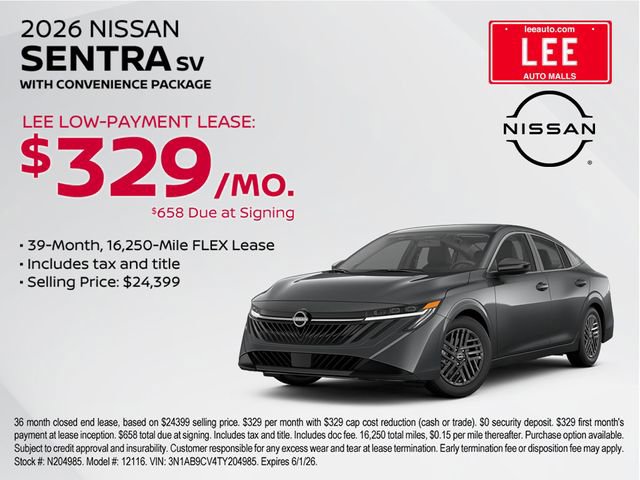 New 2026 Nissan Sentra SV w/ SV Convenience Package FWD image 4