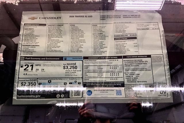New 2026 Chevrolet Traverse RS w/ LPO, Floor Liner Package image 14