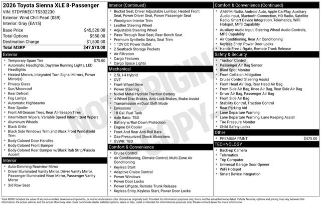 Used 2026 Toyota Sienna XLE FWD image 9