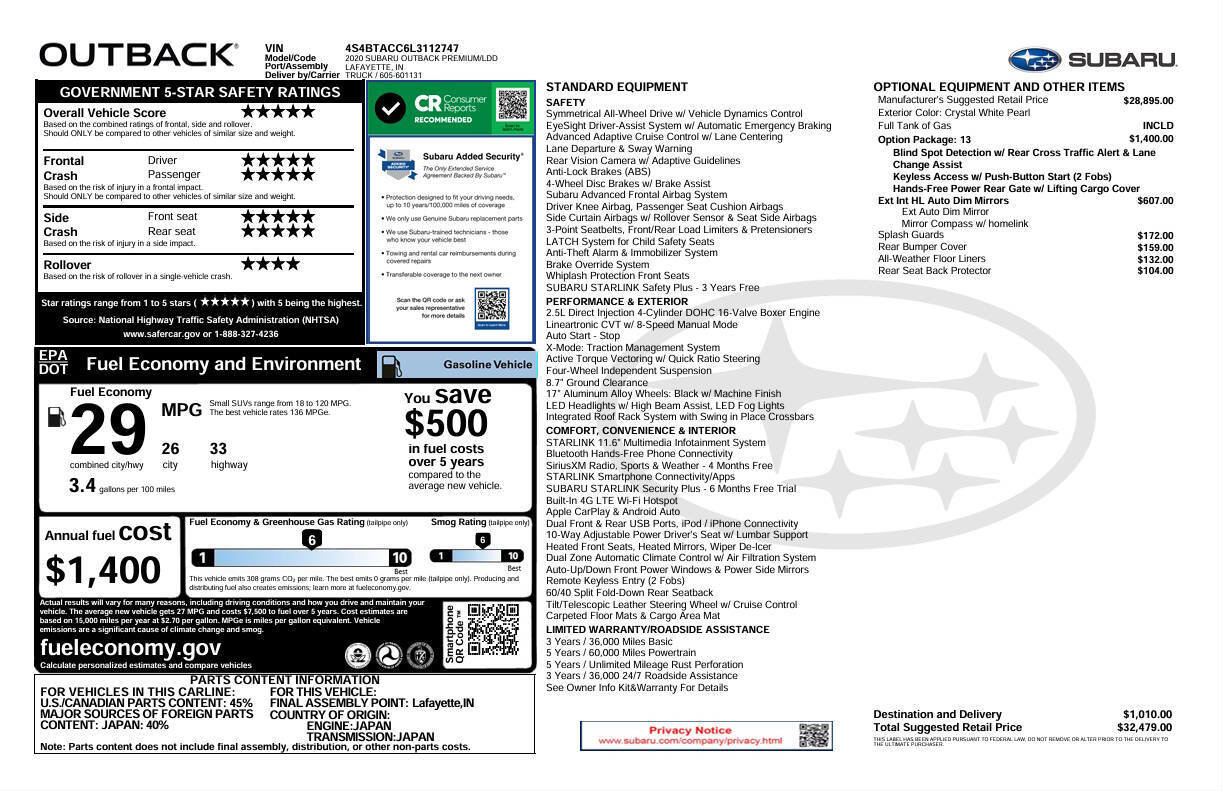 Used 2020 Subaru Outback Premium image 5