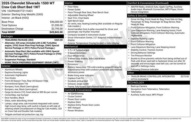 New 2026 Chevrolet Silverado 1500 W/T w/ Trailering Package AWD/4WD image 4