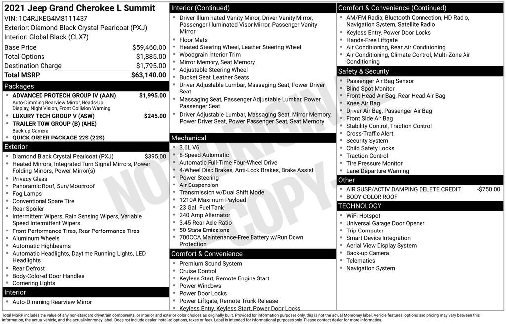 Used 2021 Jeep Grand Cherokee L Summit w/ Advanced Protech Group IV image 48