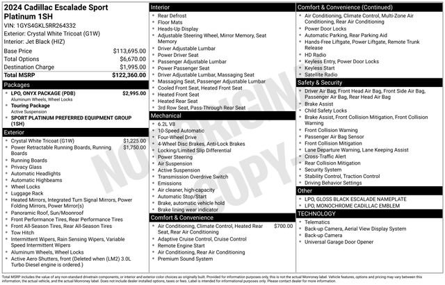 Certified 2024 Cadillac Escalade Sport Platinum w/ LPO, ONYX Package AWD/4WD image 4