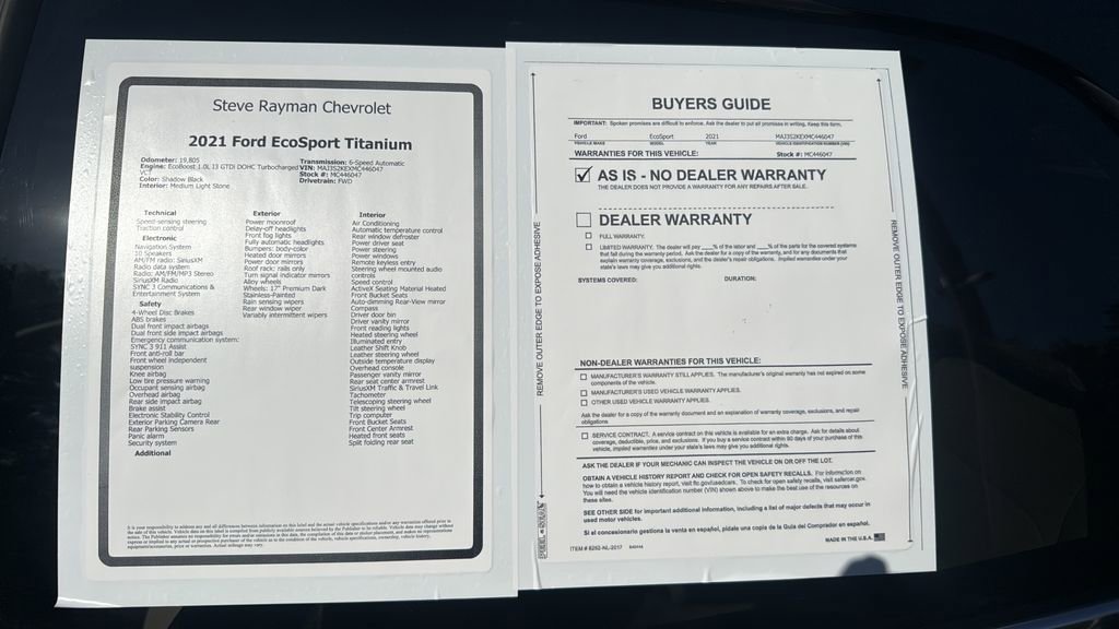 Used 2021 Ford EcoSport Titanium FWD image 24