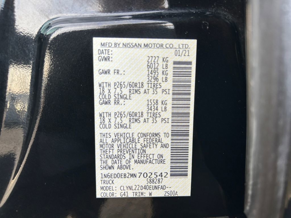 Used 2021 Nissan Frontier SV w/ Midnight Edition Floor Mats image 34