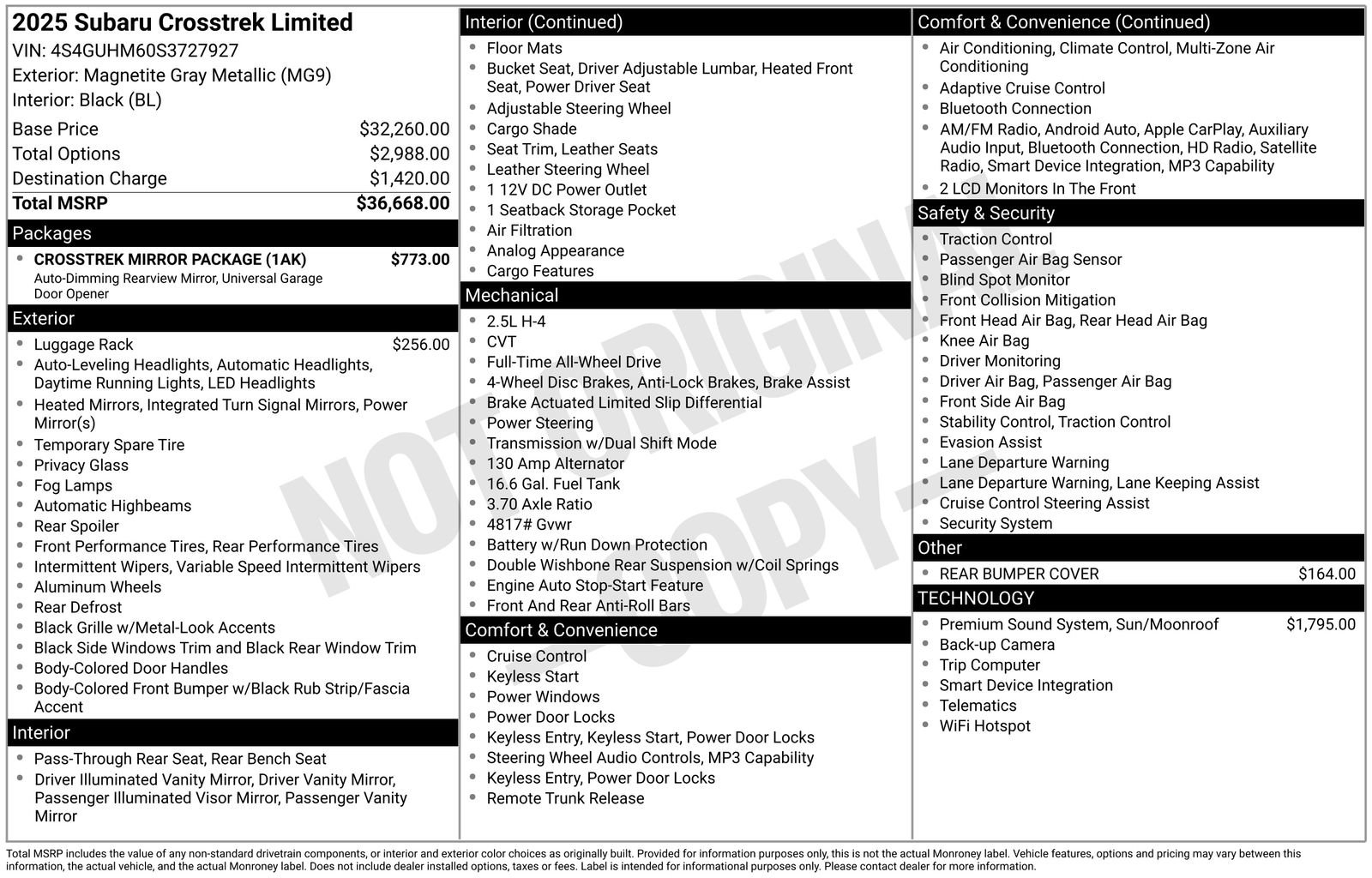 Used 2025 Subaru Crosstrek 2.5i Limited w/ Crosstrek Mirror Package image 35