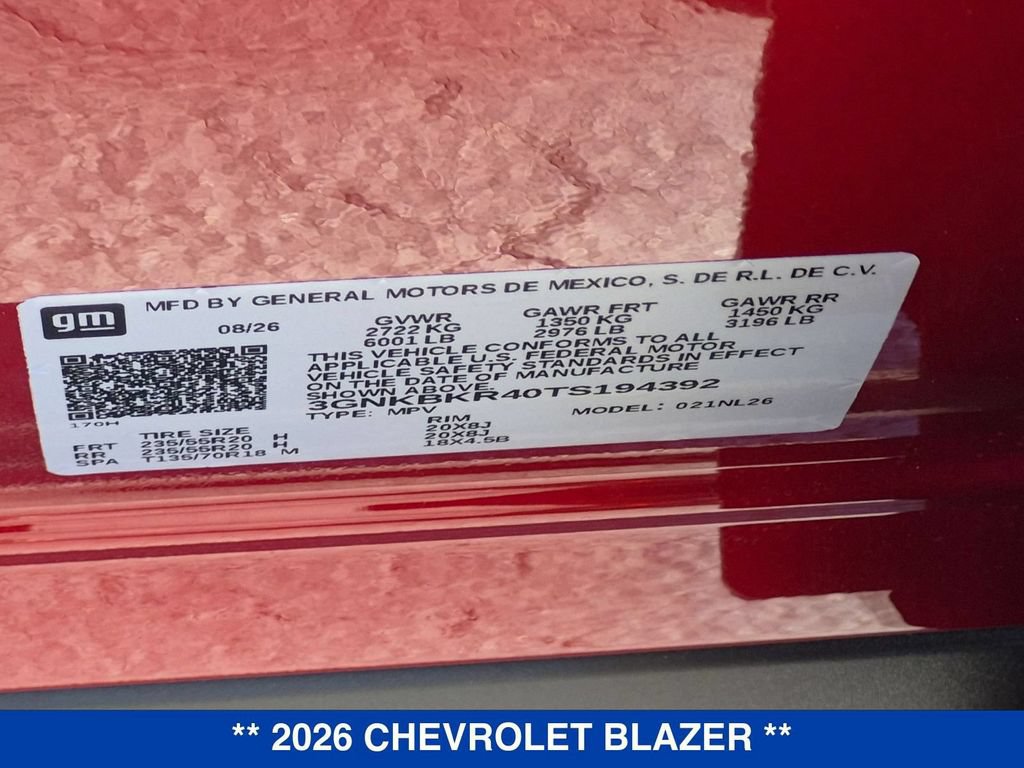 New 2026 Chevrolet Blazer RS w/ Driver Confidence II Package AWD/4WD image 32