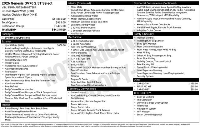 Used 2026 Genesis GV70 2.5T Select image 2