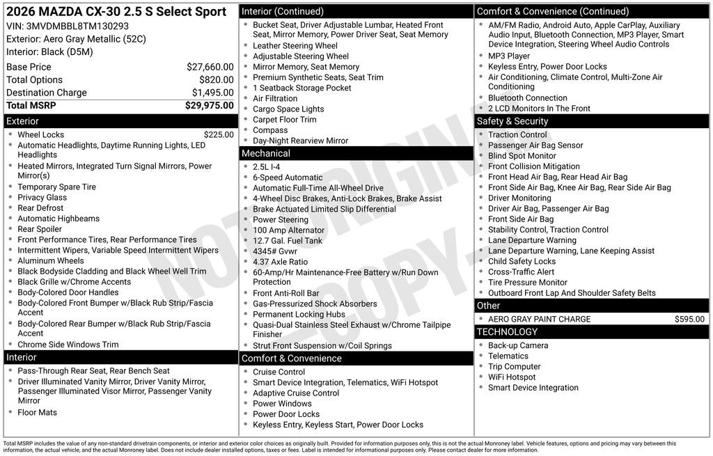 New 2026 MAZDA CX-30 AWD 2.5 S w/ Select Sport Pkg image 3