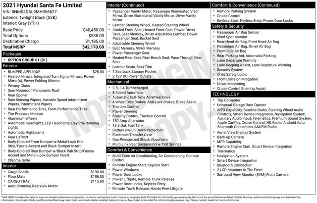 Certified 2021 Hyundai Santa Fe Limited AWD/4WD image 12