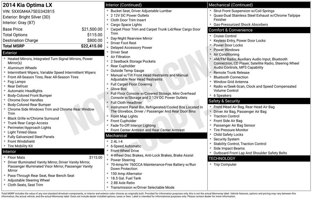 Used 2014 Kia Optima LX image 1