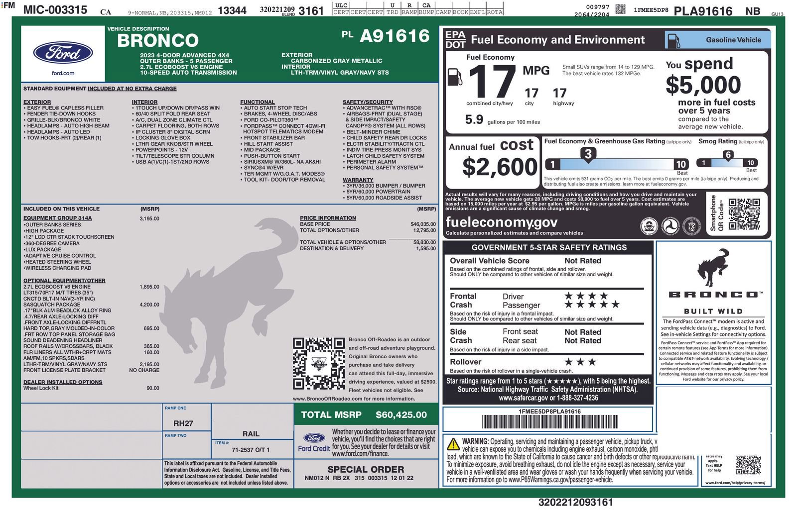 Used 2023 Ford Bronco Outer Banks w/ Sasquatch Package image 10