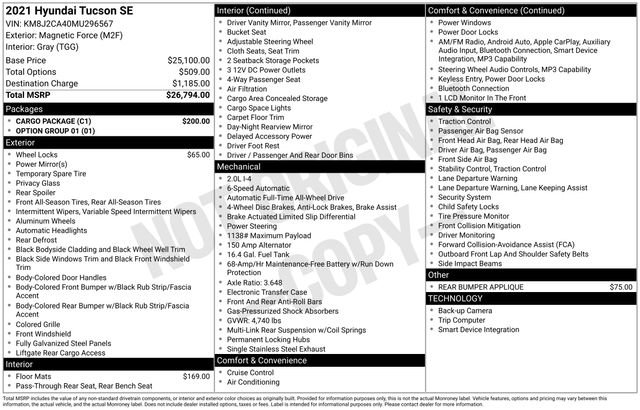 Used 2021 Hyundai Tucson SE w/ Cargo Package AWD/4WD image 31