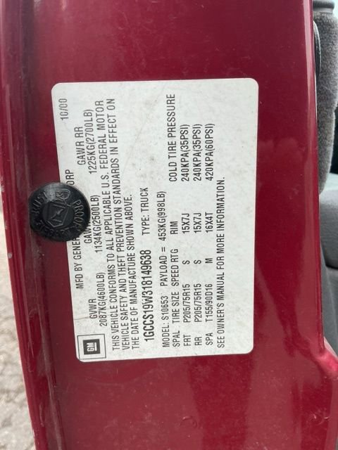 Used 2001 Chevrolet S10 Pickup LS w/ Preferred Equipment Group RWD image 19