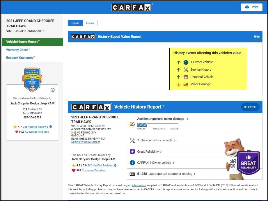 Used 2021 Jeep Grand Cherokee Trailhawk w/ Trailhawk Luxury Group image 11