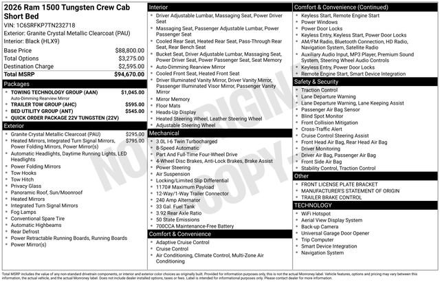 New 2026 RAM 1500 Tungsten w/ Towing Technology Group image 39