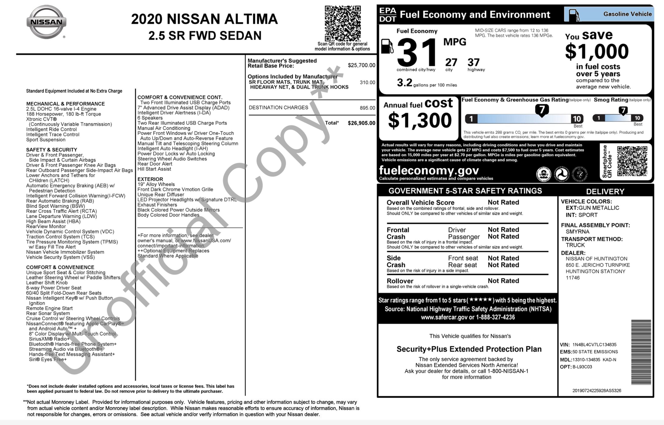 Used 2020 Nissan Altima 2.5 SR FWD image 2