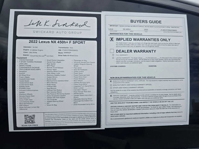 Certified 2022 Lexus NX 450h+ F Sport w/ Vision Package AWD/4WD image 16
