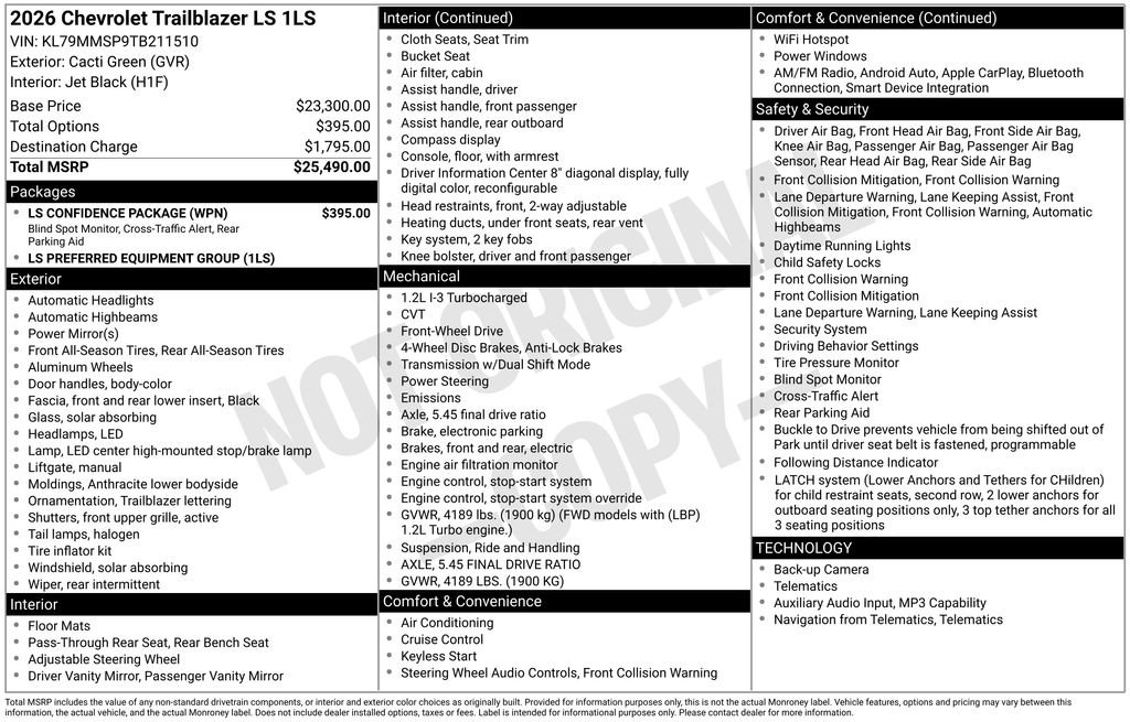 New 2026 Chevrolet TrailBlazer LS w/ LS Confidence Package FWD image 4