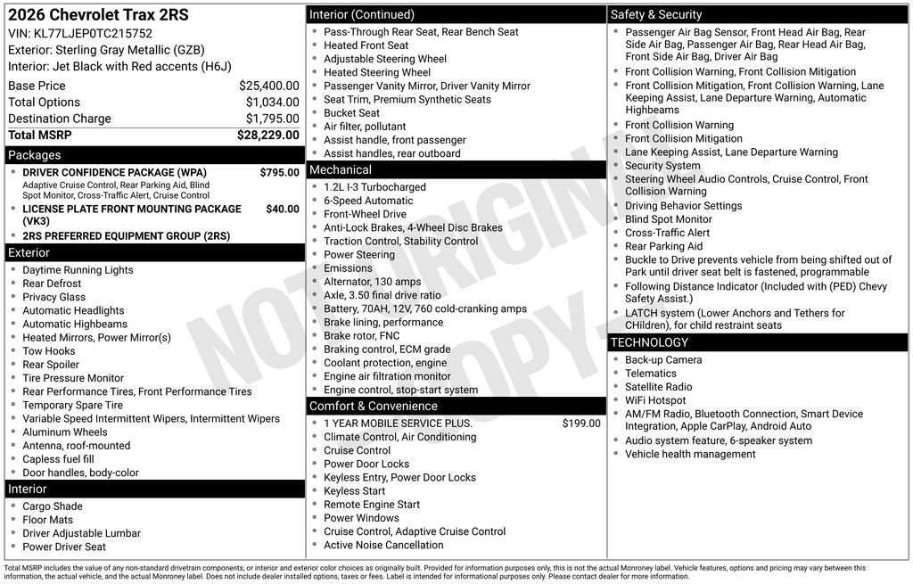 New 2026 Chevrolet Trax RS w/ Driver Confidence Package FWD image 25
