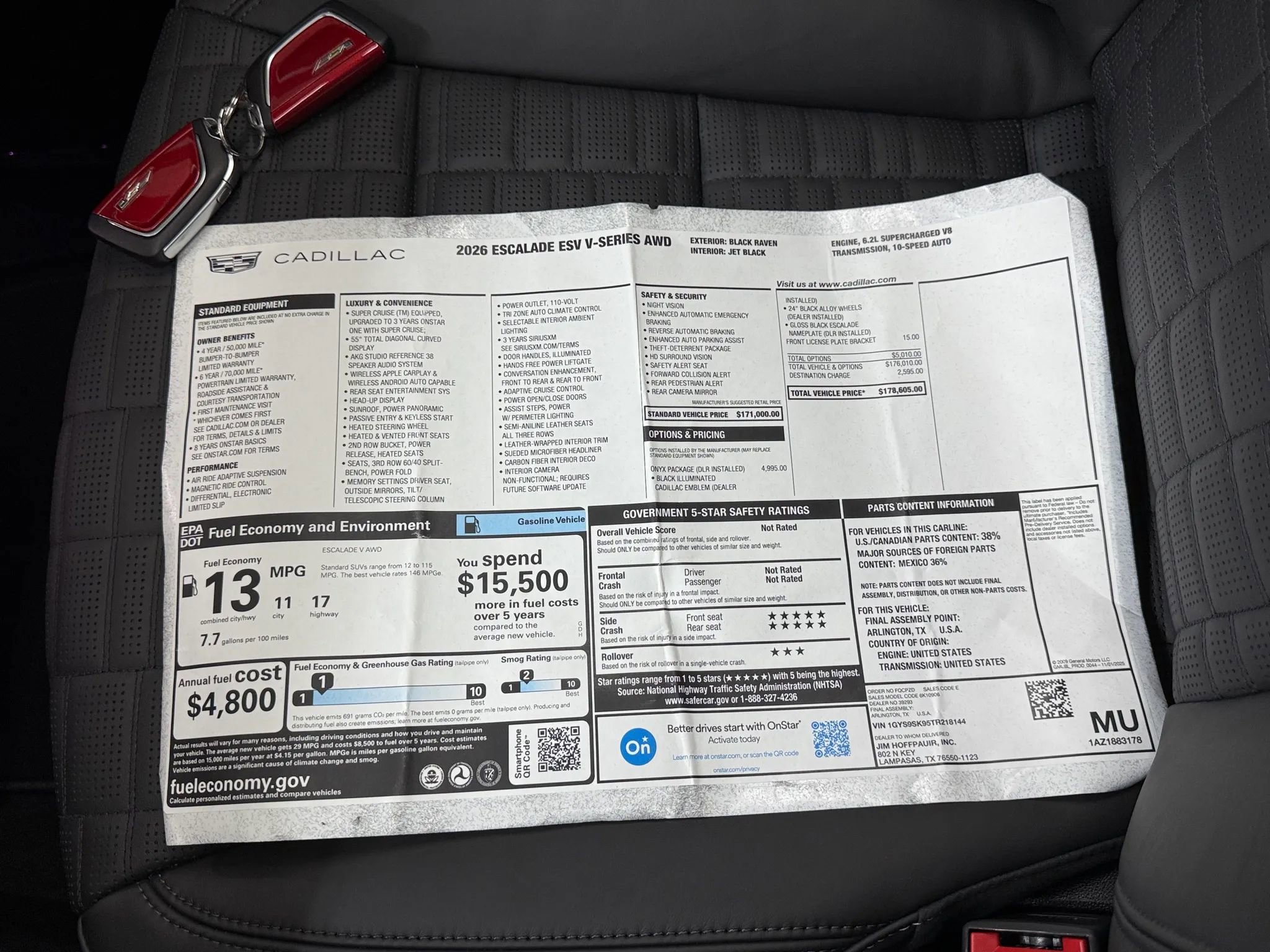 Used 2026 Cadillac Escalade ESV V w/ LPO, ONYX Package image 3