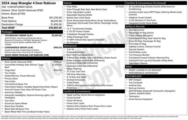 New 2024 Jeep Wrangler Unlimited Rubicon w/ Technology Group AWD/4WD image 17