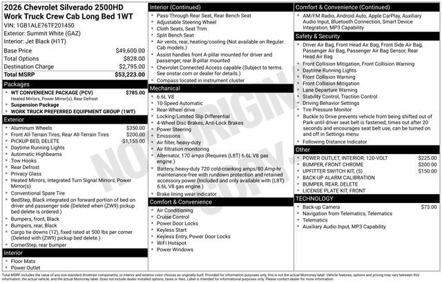 New 2026 Chevrolet Silverado 2500 W/T w/ WT Convenience Package RWD image 4