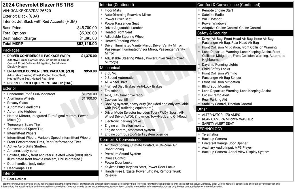 Certified 2024 Chevrolet Blazer RS w/ Driver Confidence II Package image 2