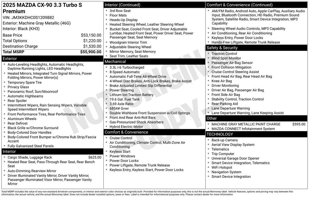 Certified 2025 MAZDA CX-90 3.3 Turbo S w/ Premium Package image 10